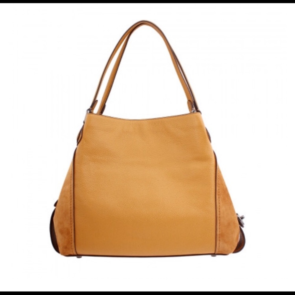 Coach Edie Medium Leather & Suede Shoulder Bag - Picture 3 of 8